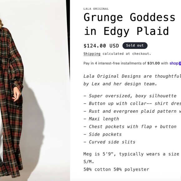 NWT Dressed in LALA // Grunge Goddess Flannel Duster Plaid Jacket Shirt // L - Picture 4 of 8